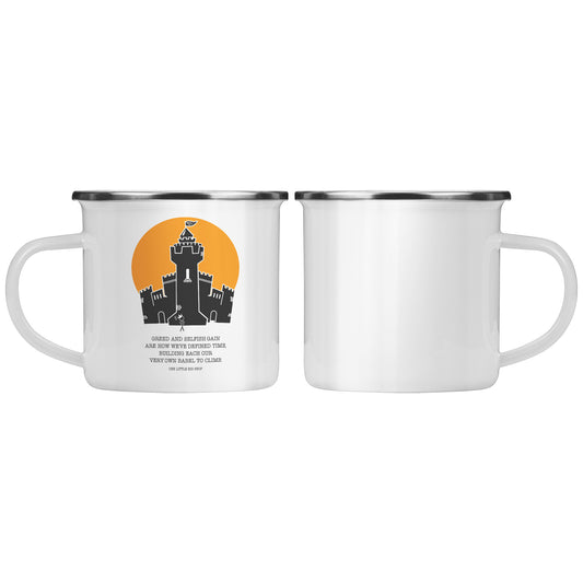 12oz Camping Mug with Castle Design and Quote, Stainless Steel Travel Mug