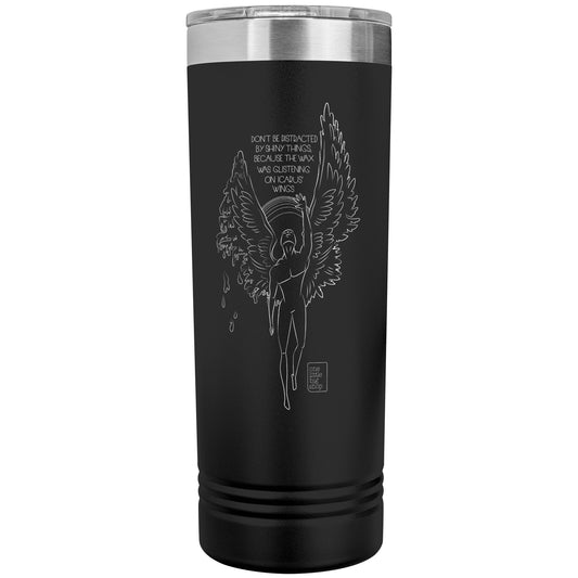 22oz Commuter Tumbler with Melting Icarus Design and Quote, Various Colors Available